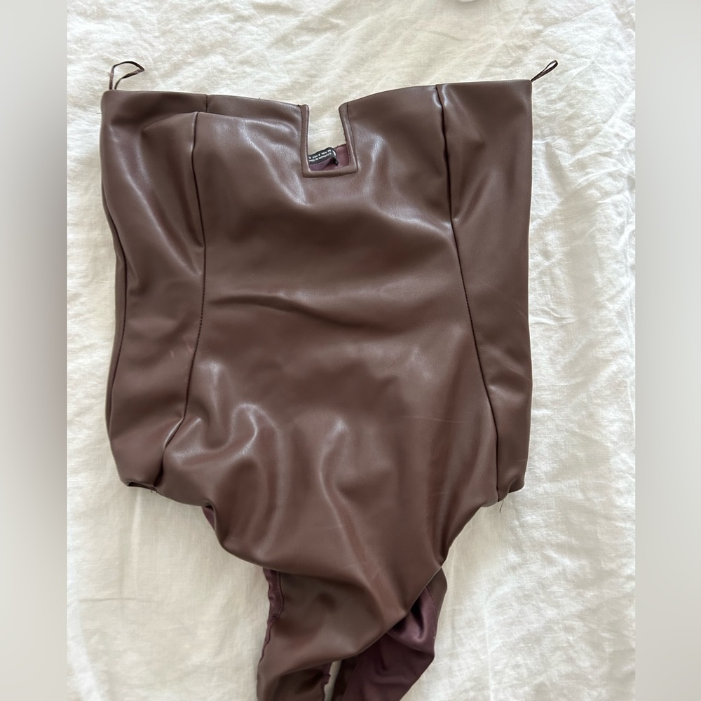 Zara Chocolate brown structured strapless bodysuit